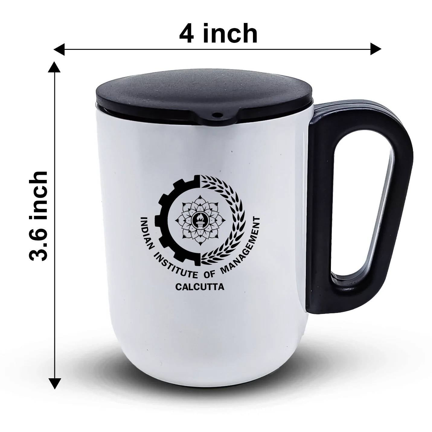 Minimalist IIMC Logo White Coffee Mug With Lid
