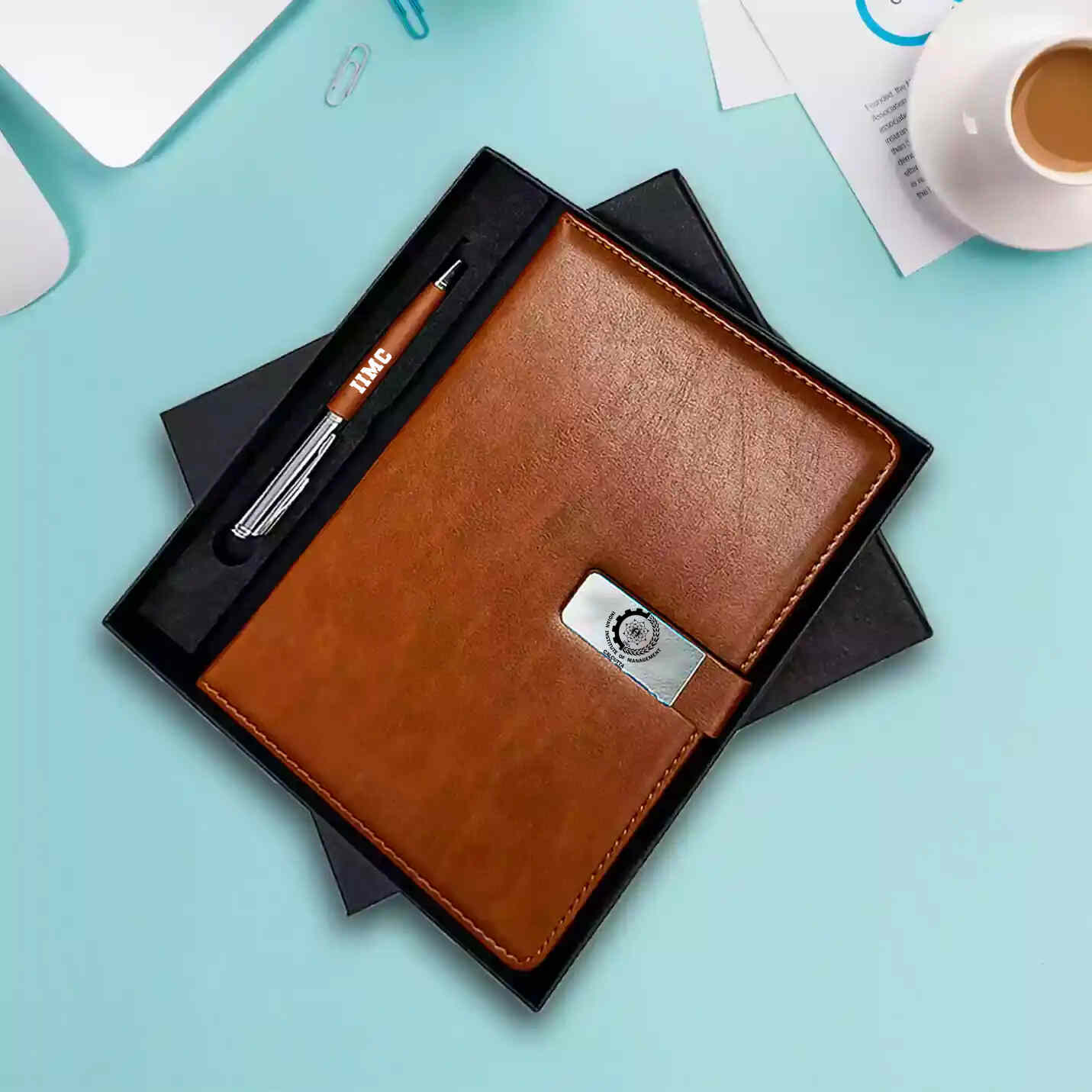 Executive IIMC Tan Diary & Pen Combo