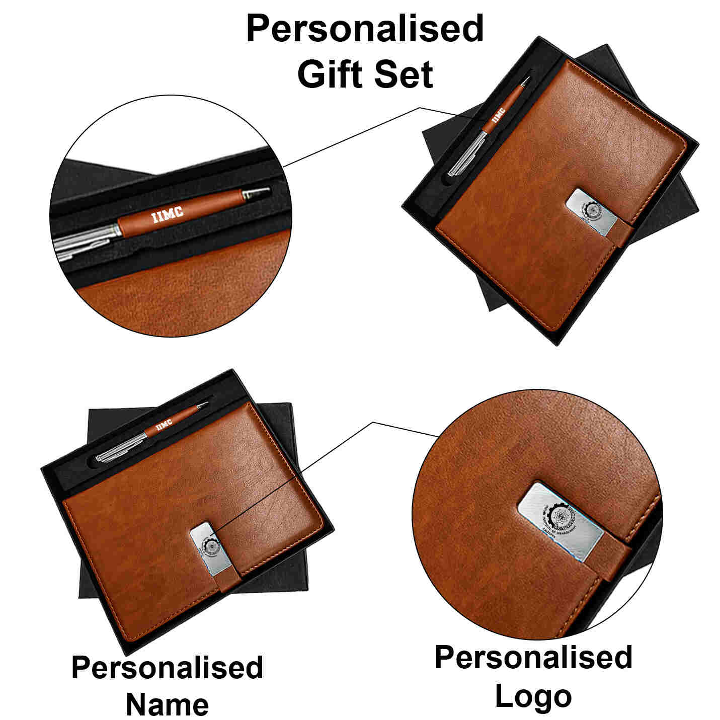 Executive IIMC Tan Diary & Pen Combo