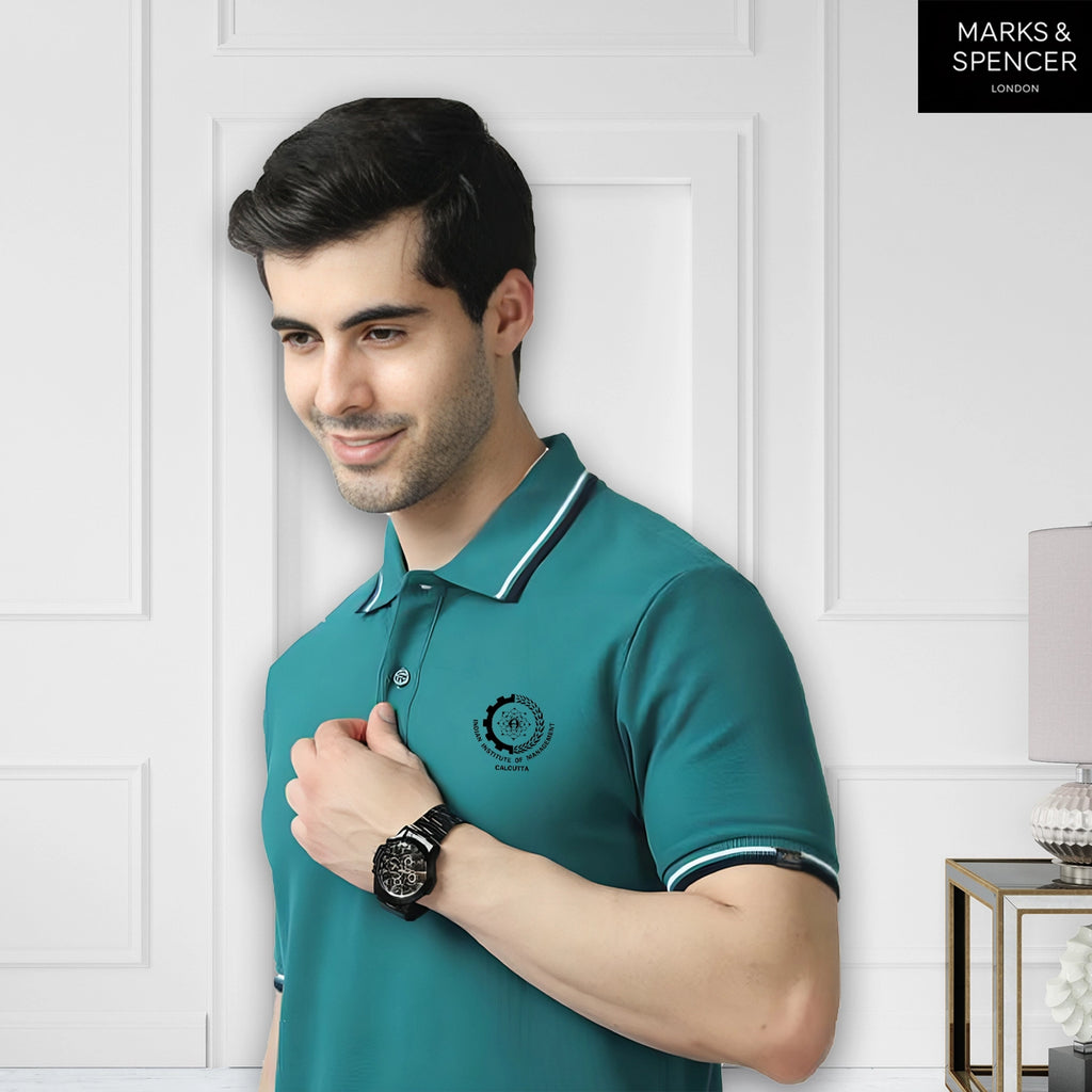 Aqua Green Mark & Spencers Polo T-Shirt with Official Logo Branding