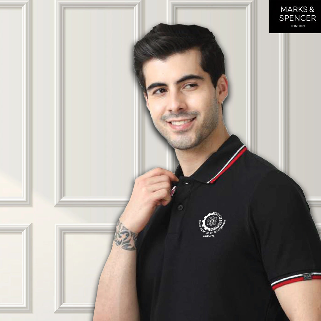 Black Mark & Spencers Polo T-Shirt with IIMC Logo