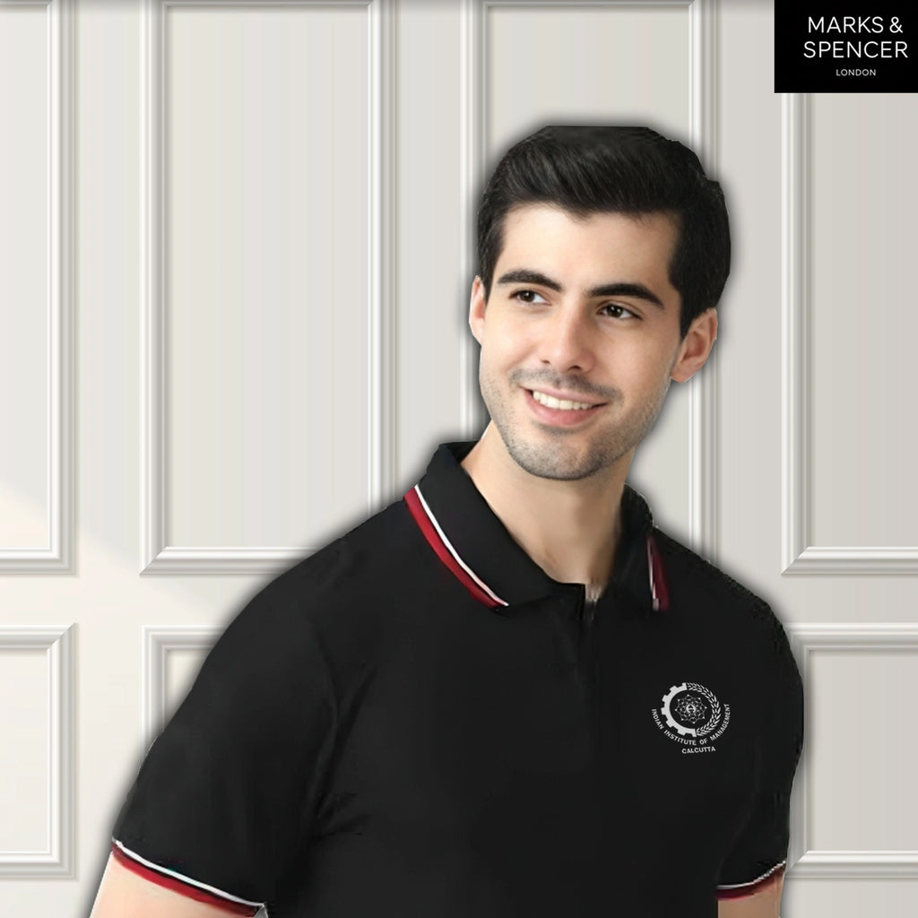 Black Mark & Spencers Polo T-Shirt with IIMC Logo