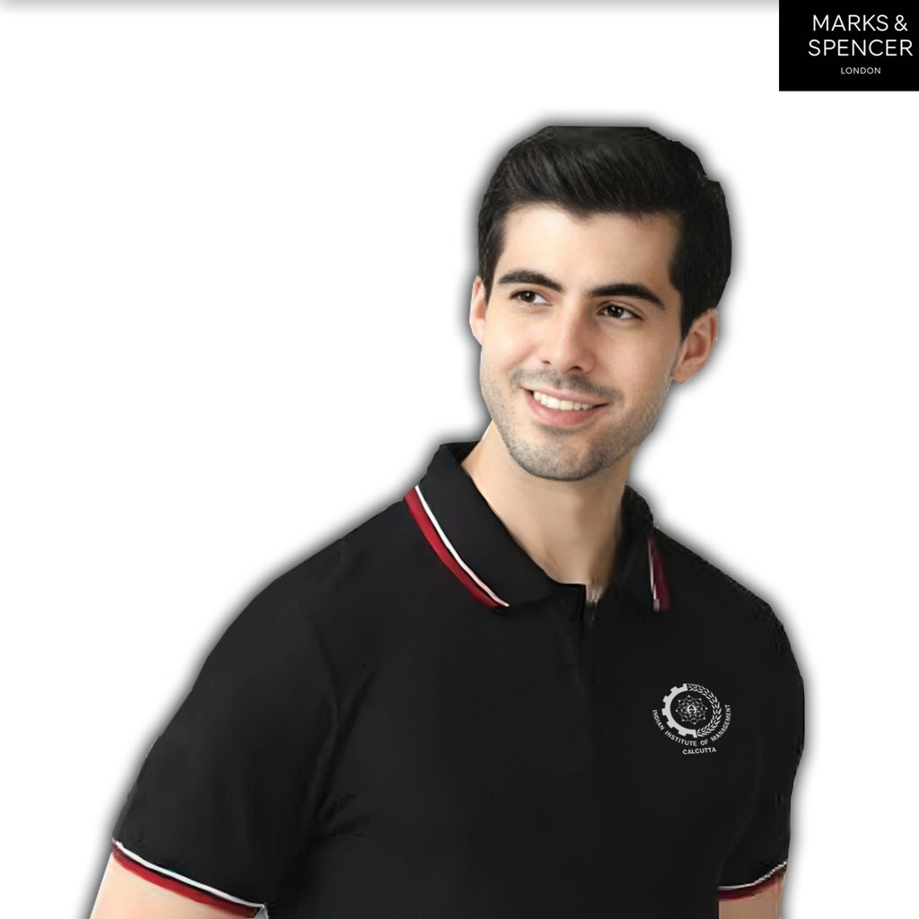 Black Mark & Spencers Polo T-Shirt with IIMC Logo