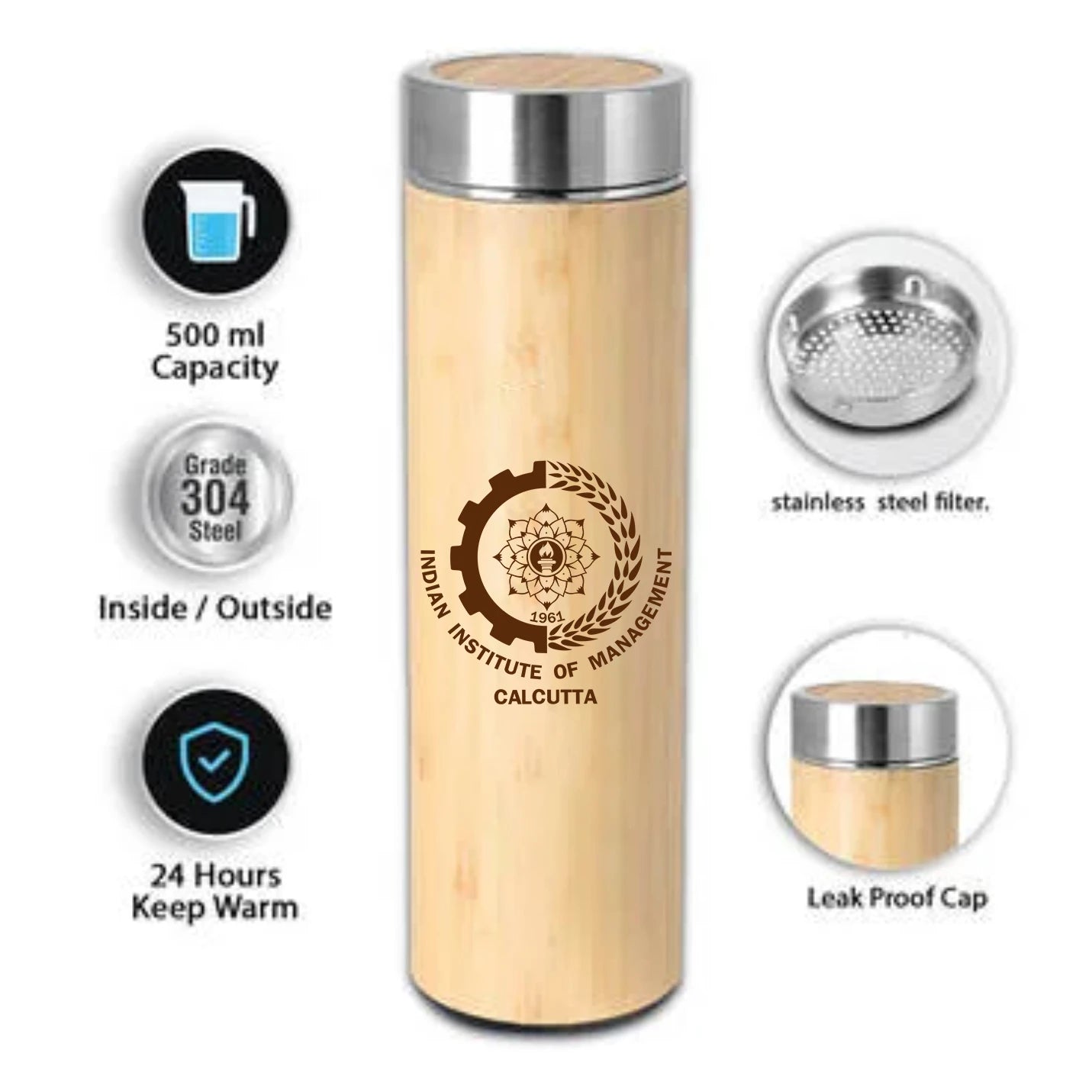 Nature Core Stainless Steel Bamboo Vacuum Flask