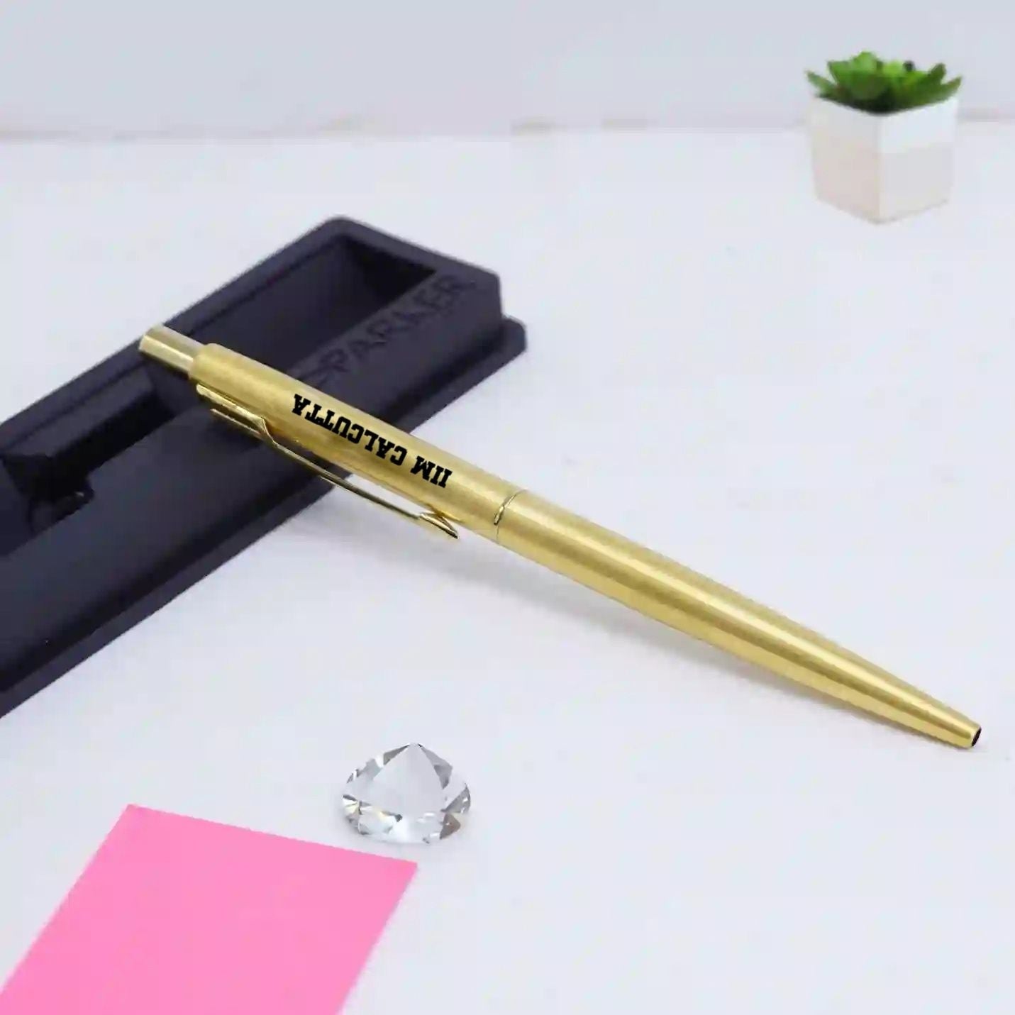 Elegant IIMC Metal Gold Plated Engraved Parker Pen 