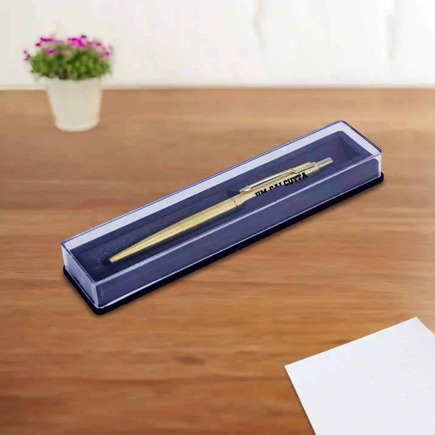 Elegant IIMC Metal Gold Plated Engraved Parker Pen 
