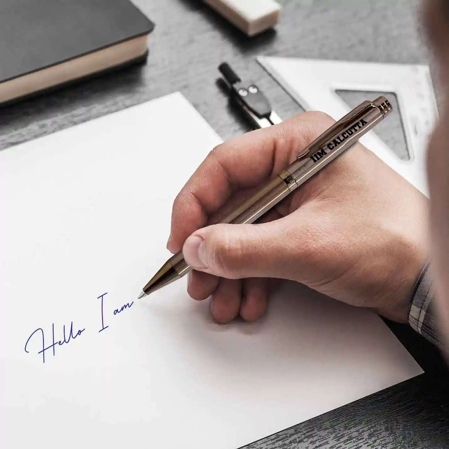 Top IIMC Logo Parker Folio Antimicrobial Copper Ion Plated Pen
