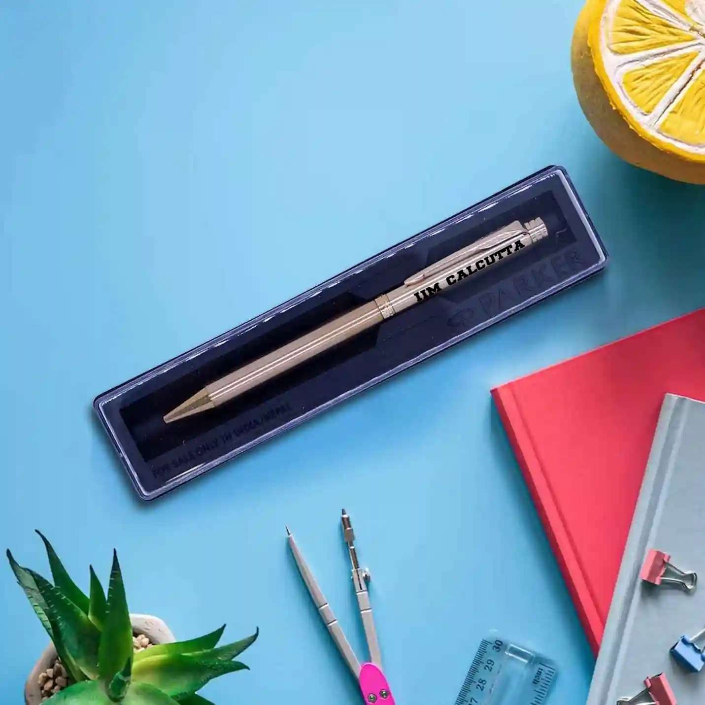 Top IIMC Logo Parker Folio Antimicrobial Copper Ion Plated Pen