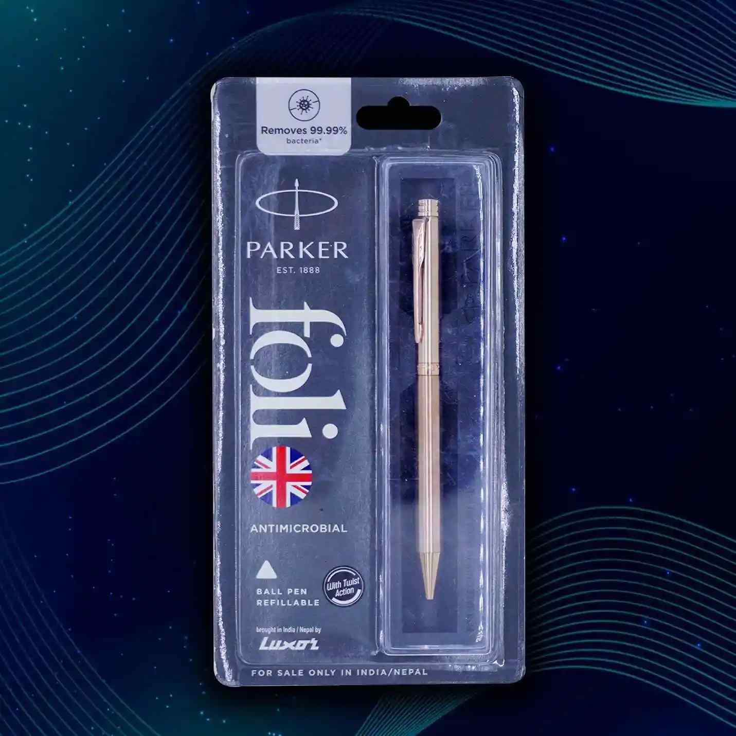 Top IIMC Logo Parker Folio Antimicrobial Copper Ion Plated Pen
