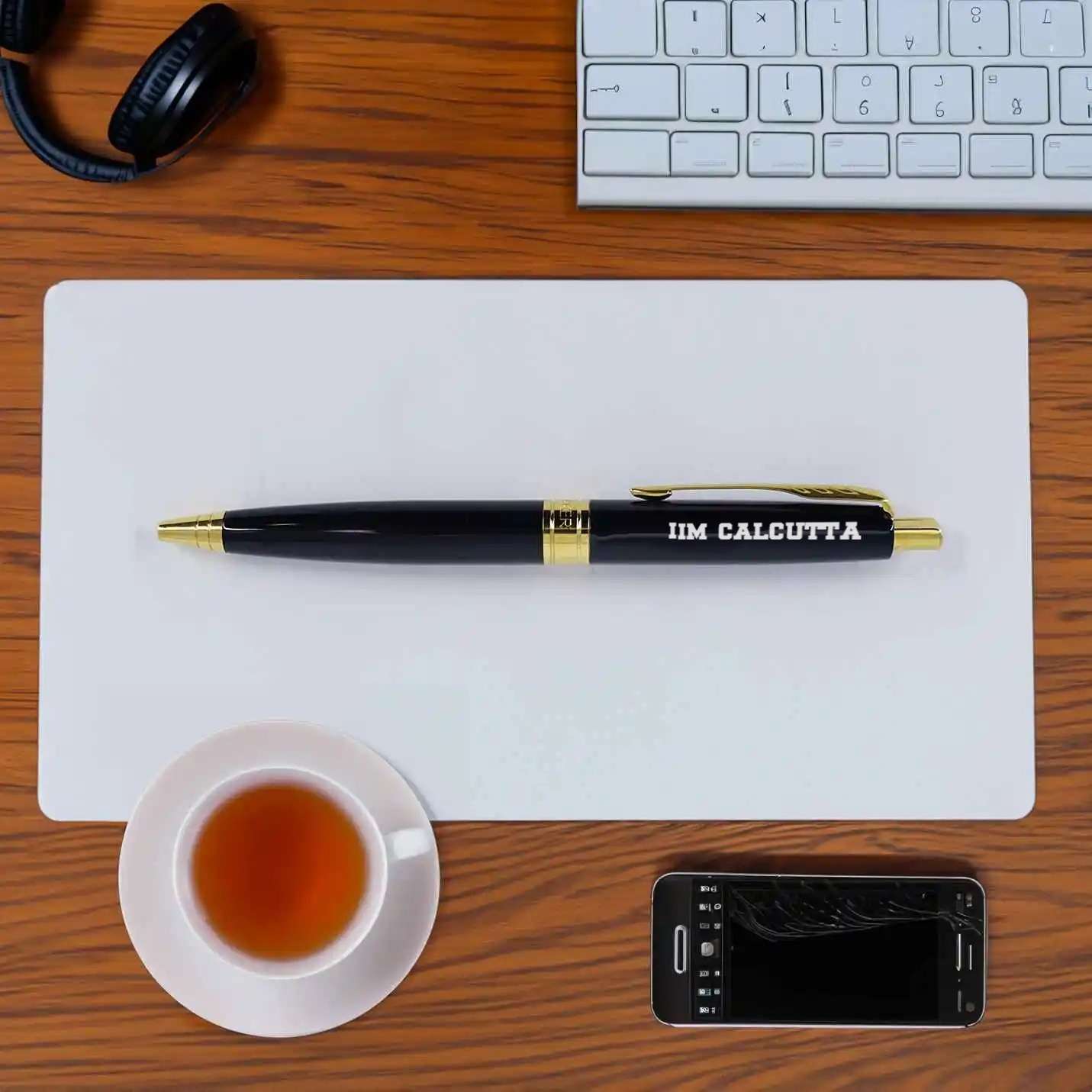 Premium Parker IIMC Black Gold Roller Ball Pen & Card Holder