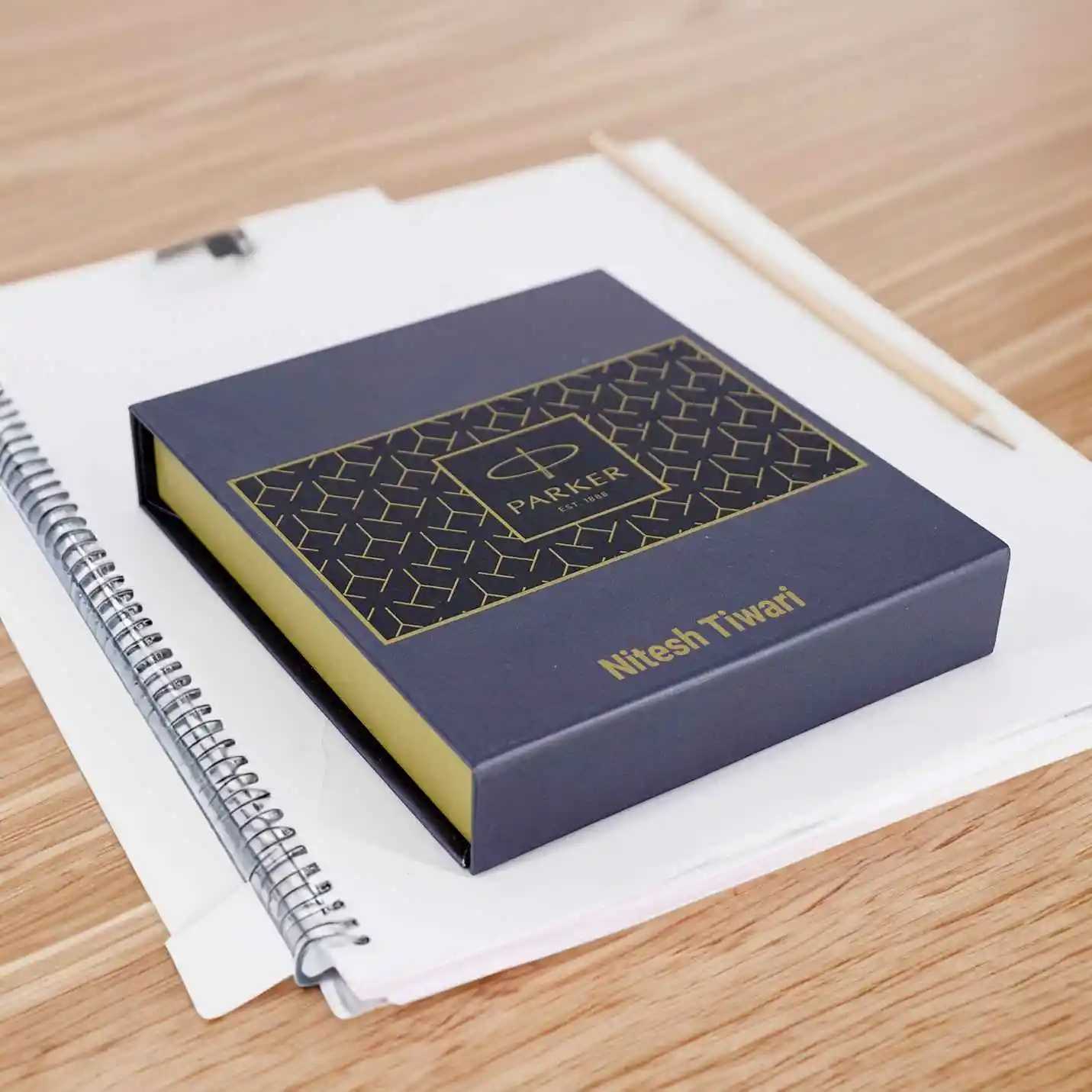 Premium Parker IIMC Black Gold Roller Ball Pen & Card Holder