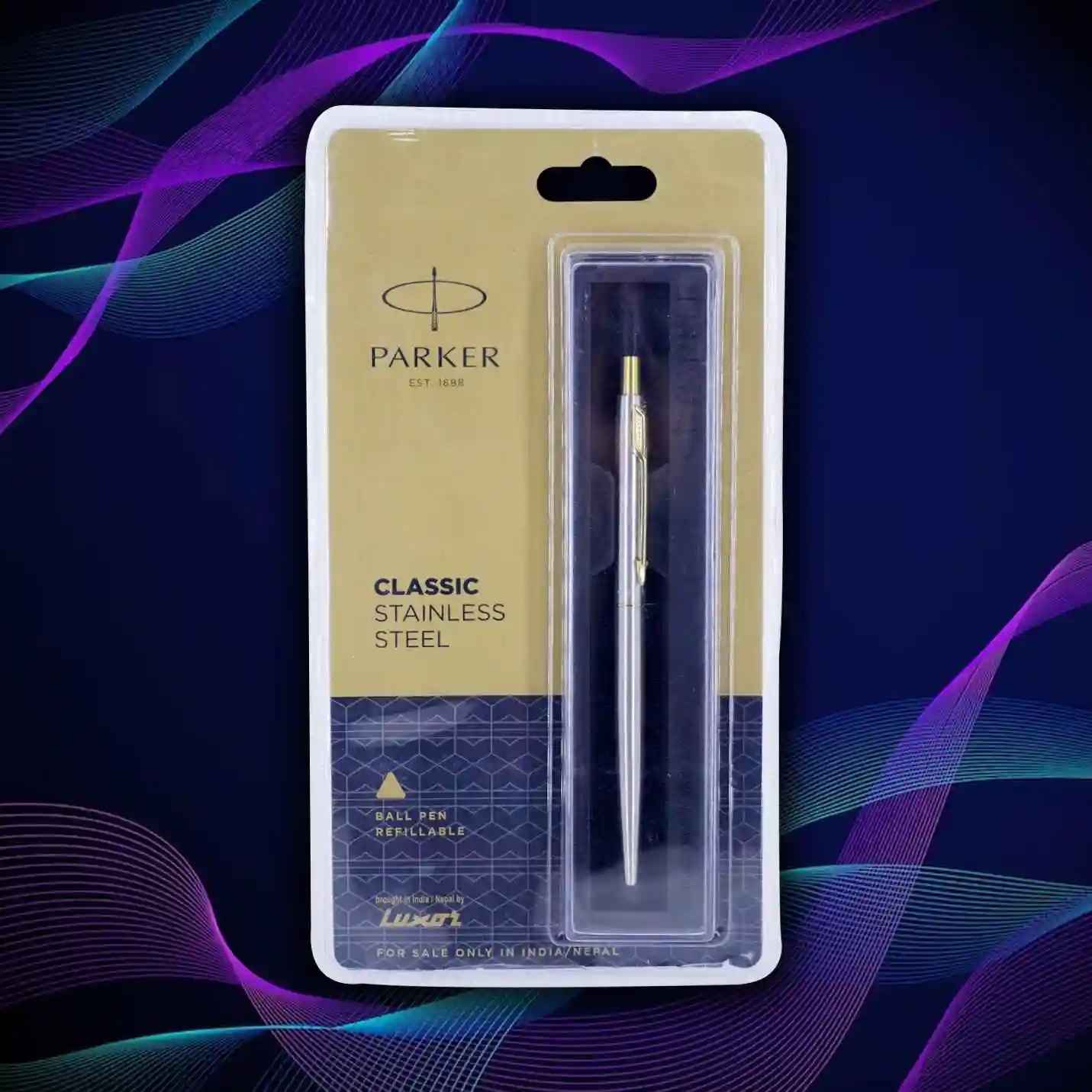 Classic IIMC Logo Stainless Steel Engraved Ball Pen with Gold Plated Clip