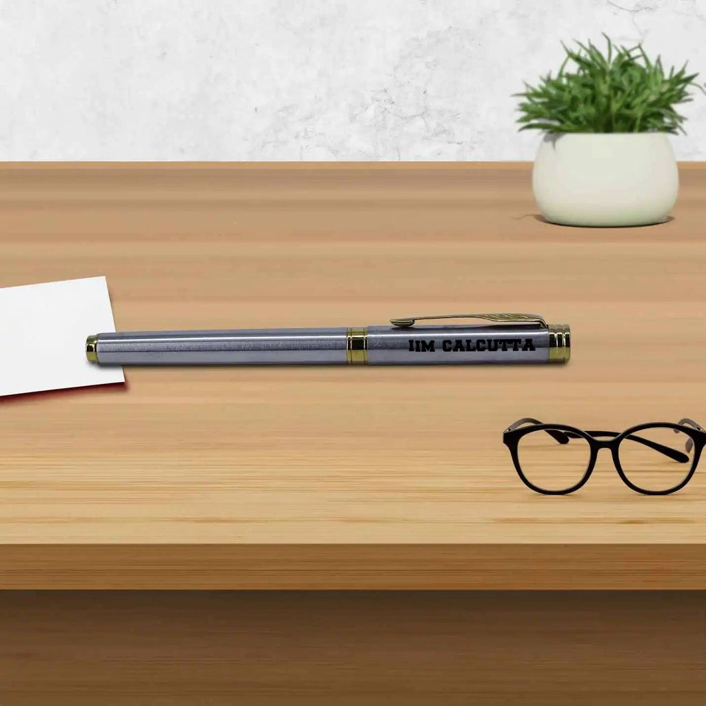 Luxury IIMC Logo Parker Folio Stainless Steel Roller Ball Pen