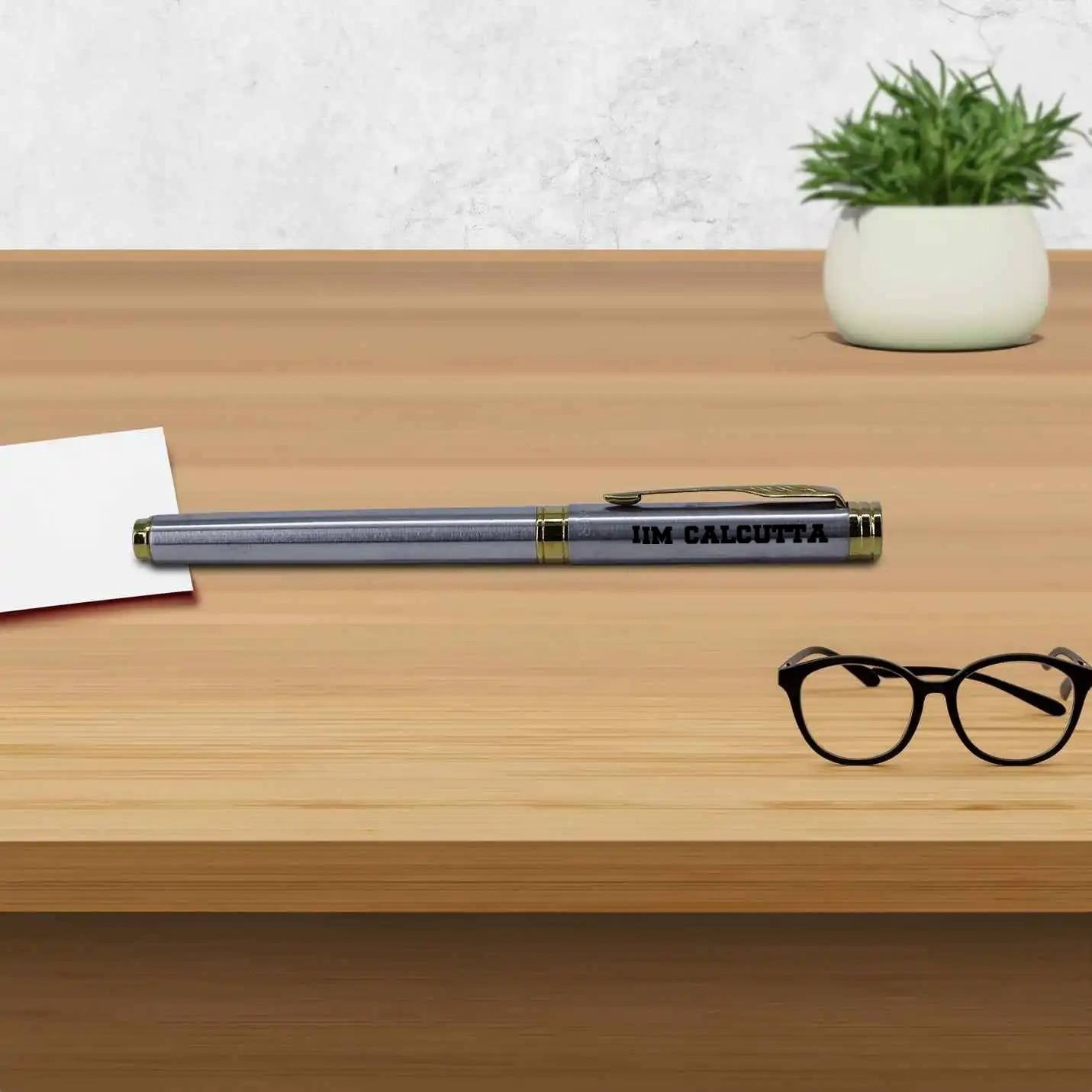 Luxury IIMC Logo Parker Folio Stainless Steel Roller Ball Pen