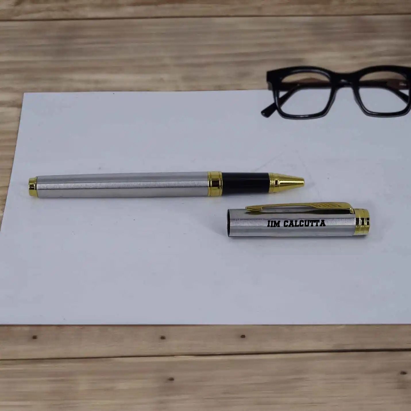 Luxury IIMC Logo Parker Folio Stainless Steel Roller Ball Pen
