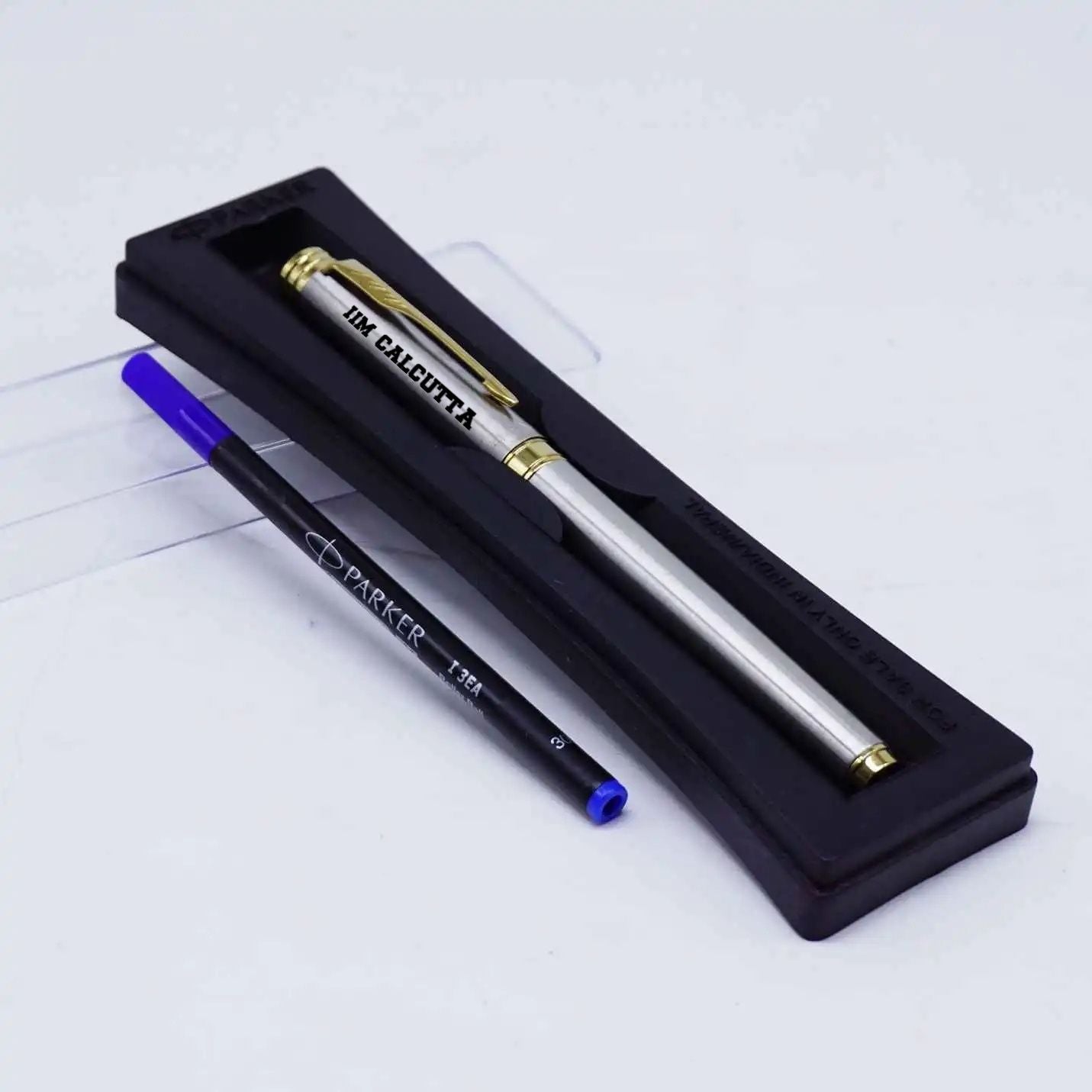 Luxury IIMC Logo Parker Folio Stainless Steel Roller Ball Pen
