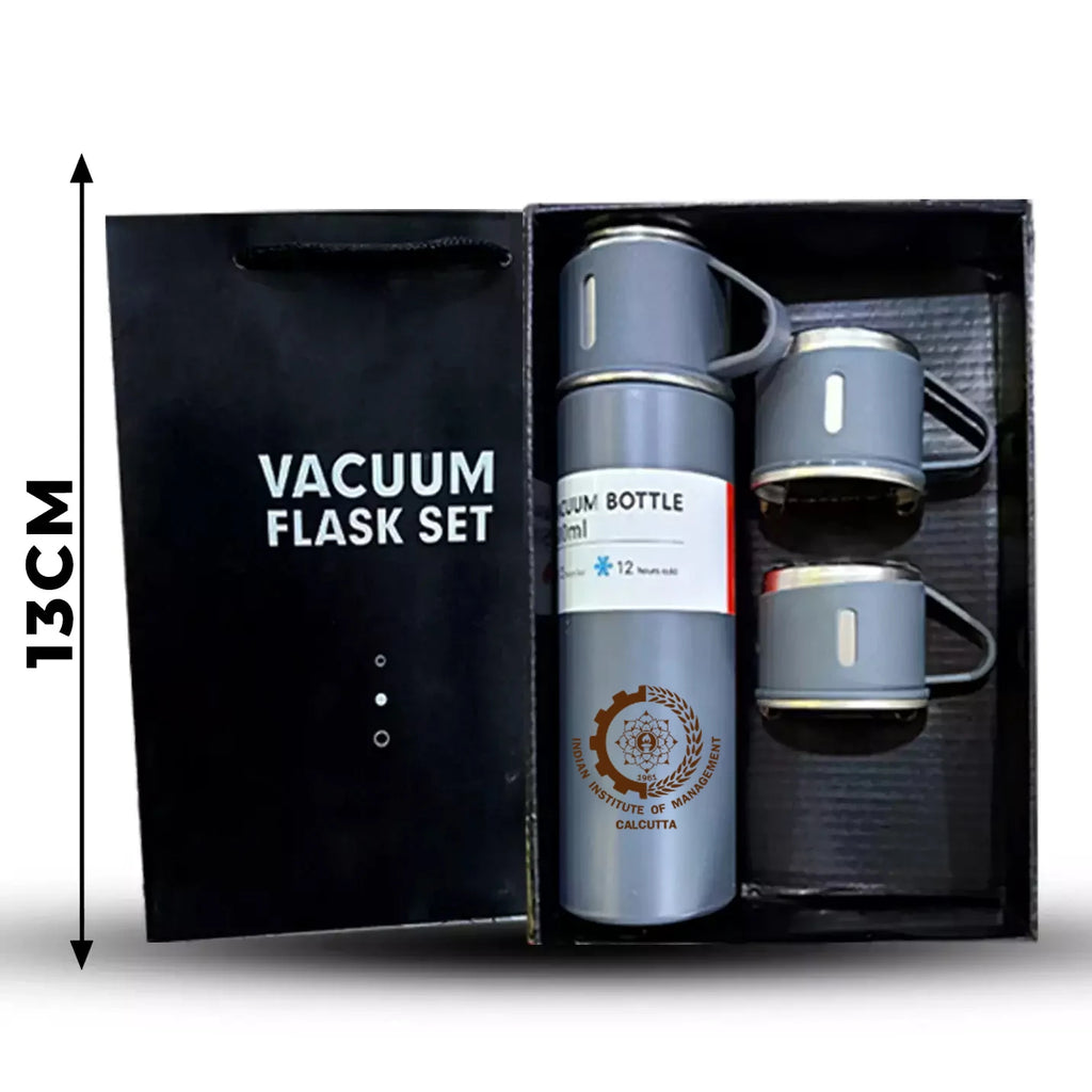 Portable Grey Vacuum Flask with 3 Cup