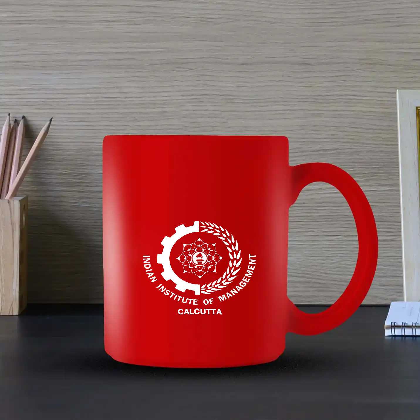 Iconic IIMC Sand-carved Ceramic Red Mugs 
