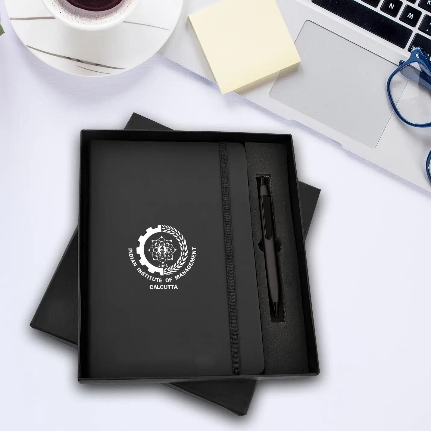 Trendy IIMC Corporate Gift Set with Black Elastic Pen