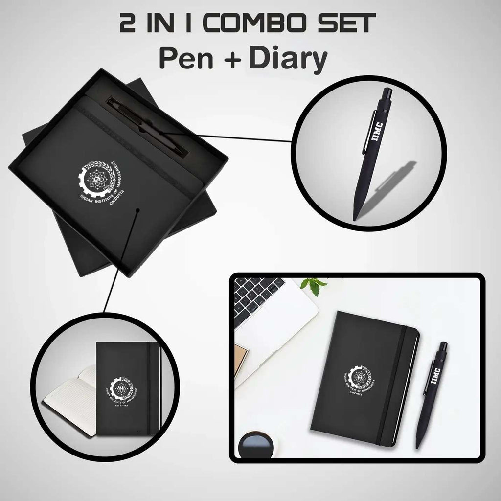 Trendy IIMC Corporate Gift Set with Black Elastic Pen