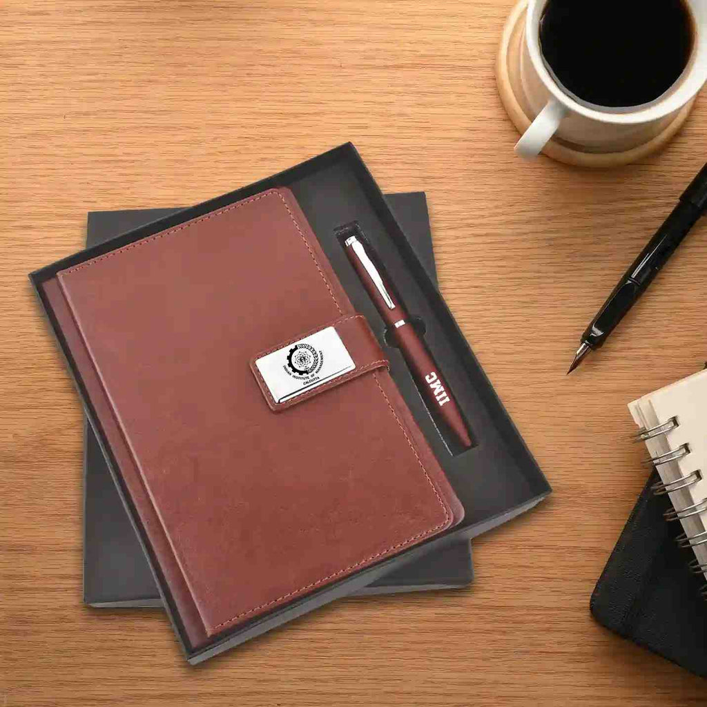 Official IIMC Brown Diary & Mars Pen Gift Combo