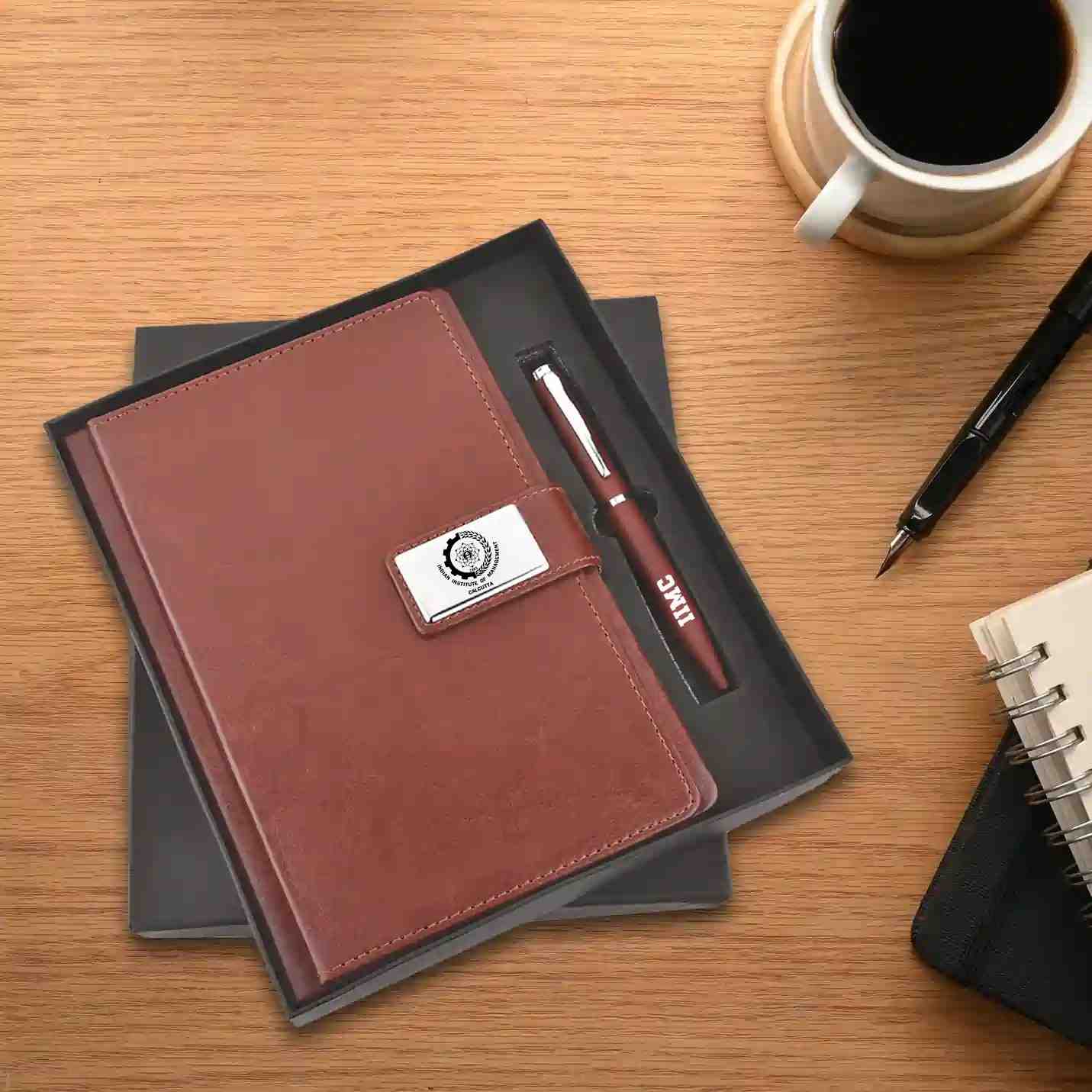 Official IIMC Brown Diary & Mars Pen Gift Combo