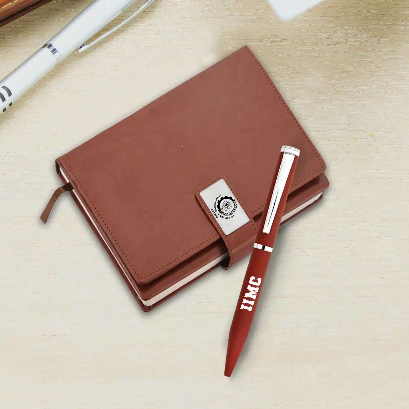 Official IIMC Brown Diary & Mars Pen Gift Combo