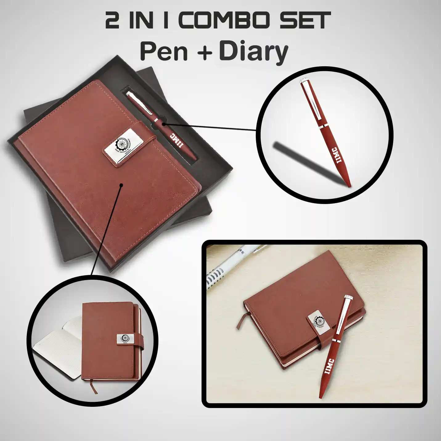 Official IIMC Brown Diary & Mars Pen Gift Combo