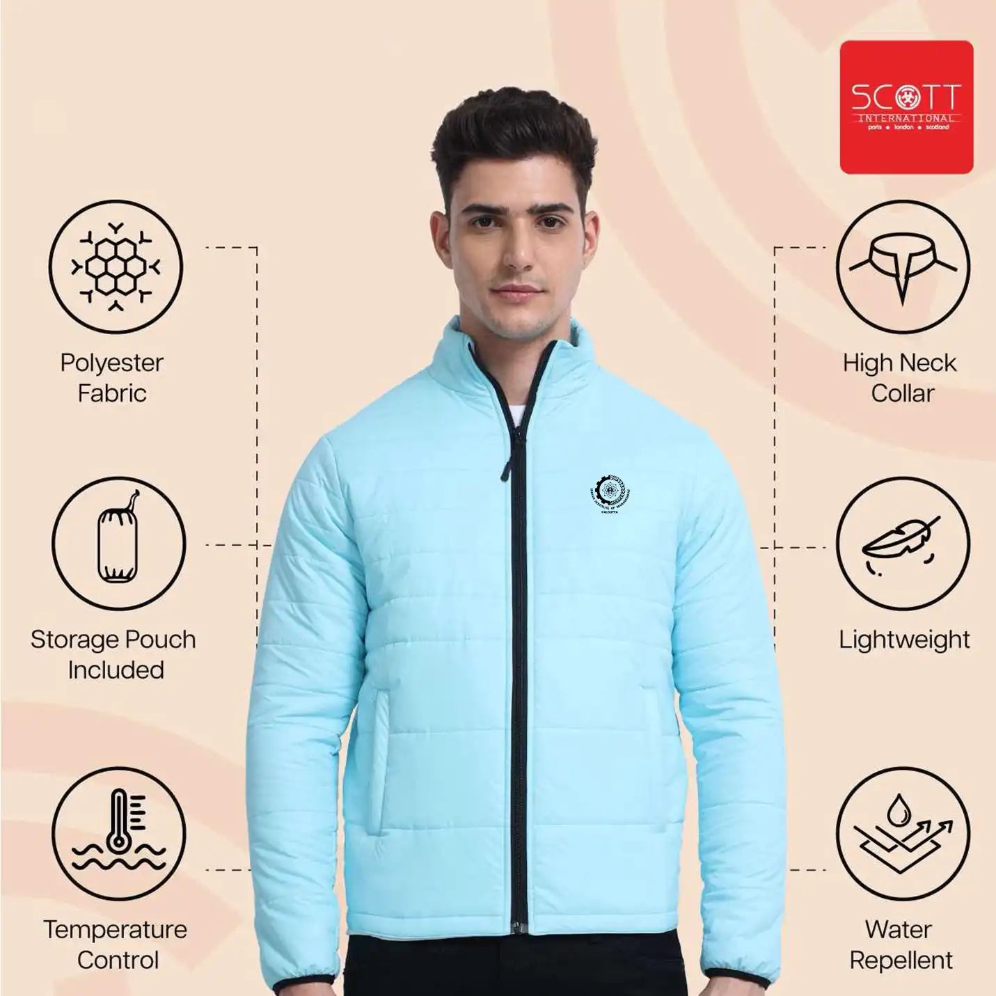 Trendy IIM Calcutta Merchandise Sky Blue Thermo Wrap Jacket 