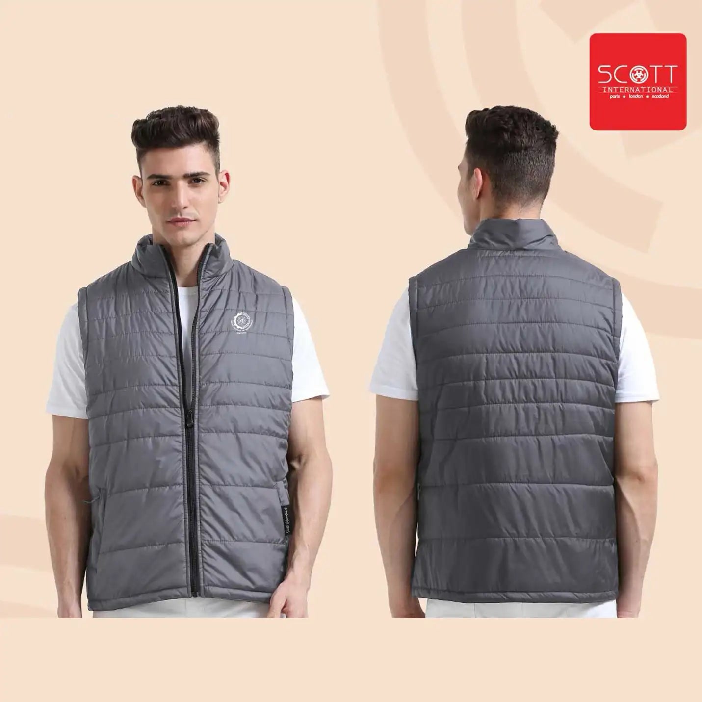 IIMC Logo Sleeveless Drak Grey Thermo Wrap Jacket 