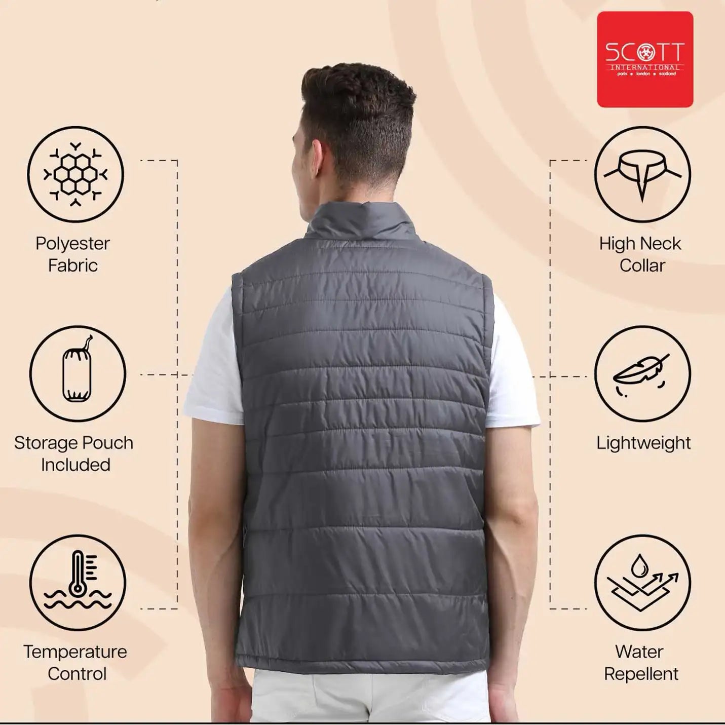 IIMC Logo Sleeveless Drak Grey Thermo Wrap Jacket 
