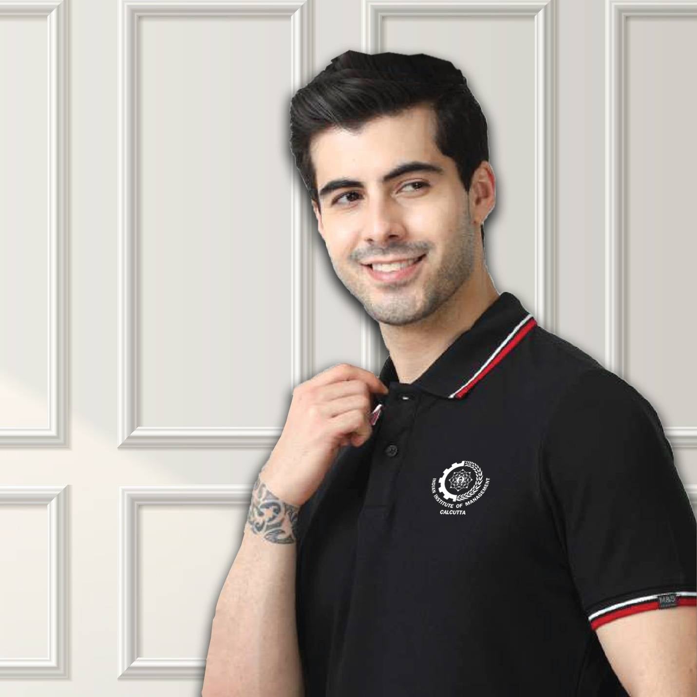 Black IIMC Polo T-Shirt with Official Logo
