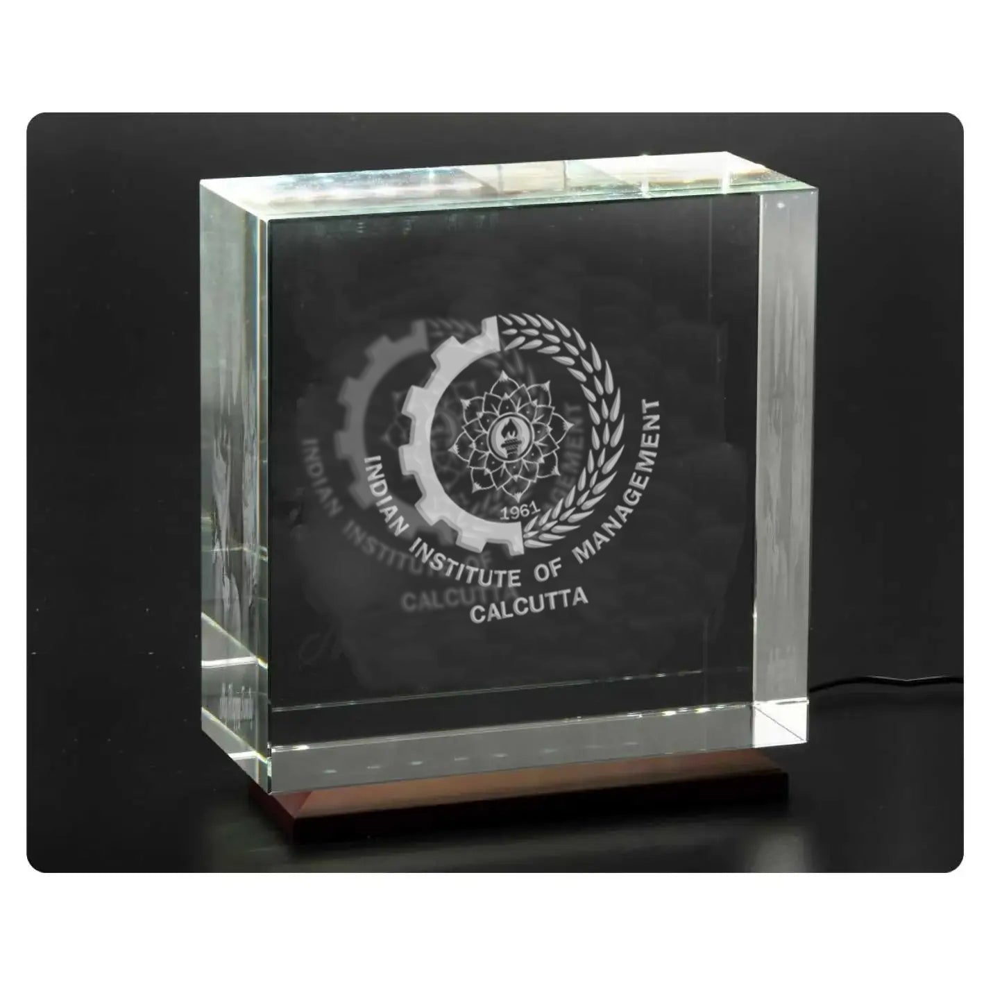 IIMC 3D Crystal Memento with Logo Branding