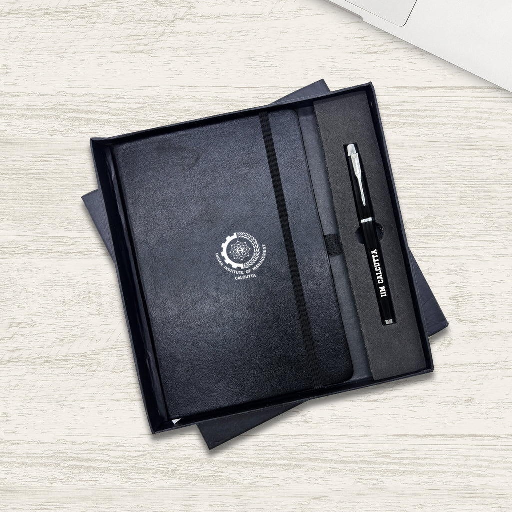 Dignified 2 in 1 IIMC Logo Pen & Diary Black Gift set