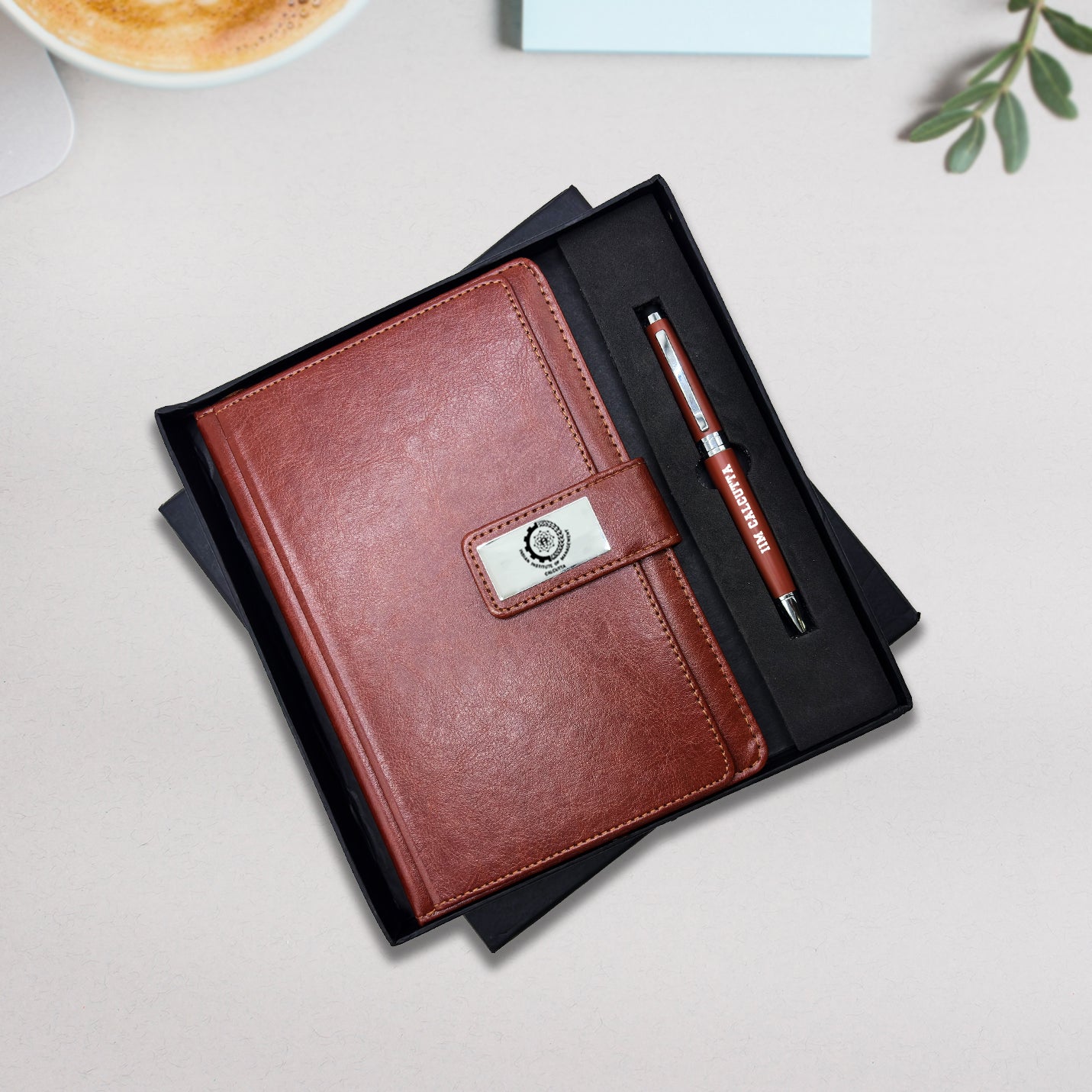 High-end 2 in 1 IIMC Logo Brown Pen & Diary Gift set