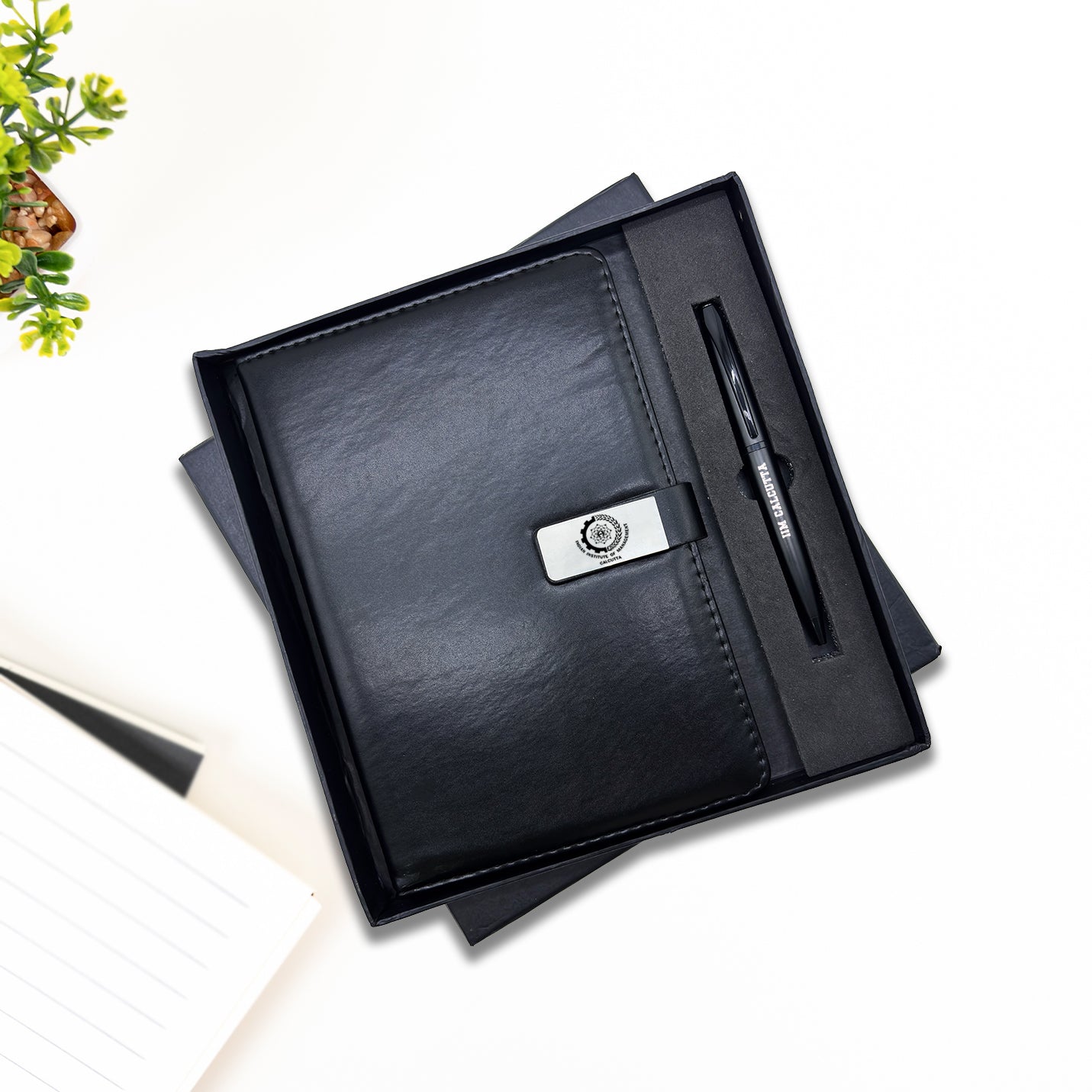 Elegant 2 in 1 IIMC Logo Black Pen & Diary Gift set