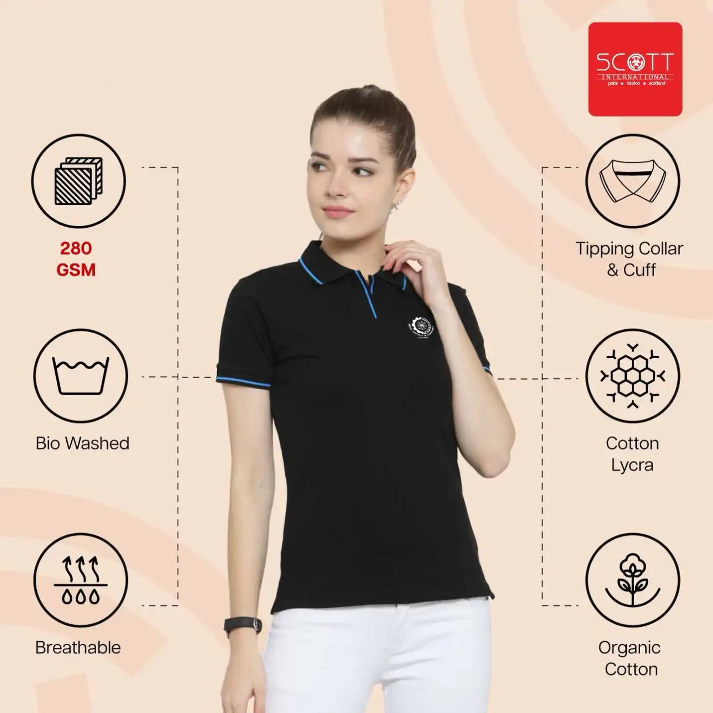Trendy IIM Calcutta Merchandise Cotton Black Polo T-shirts